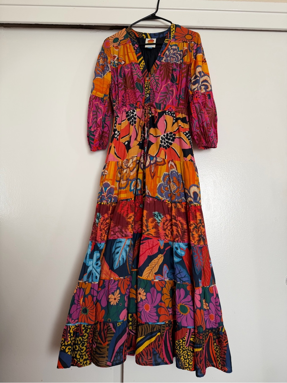FARM Rio Vibrant Patchwork Floral Multicolor Maxi Dress